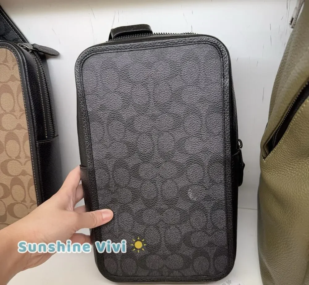 NWT Coach Sullivan Pack Blocked Signature Canvas cz397 Gunmetal/Charcoal/Black
